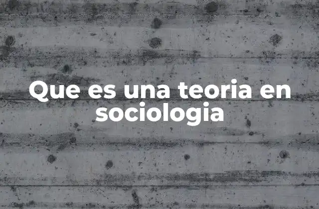 Que es una Teoria en Sociologia
