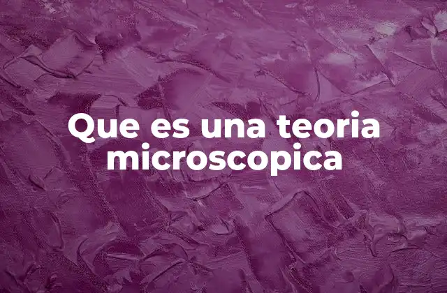 Que es una Teoria Microscopica