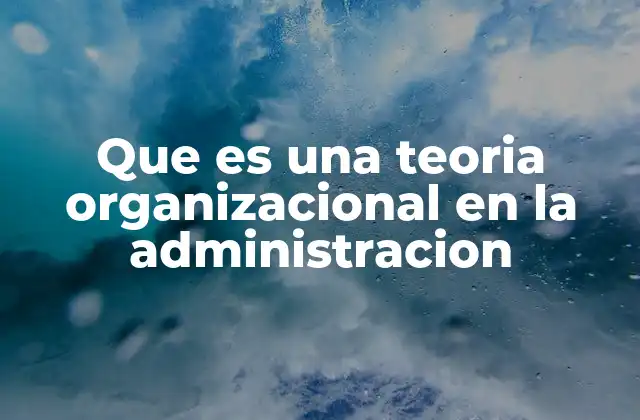 Que es una Teoria Organizacional en la Administracion