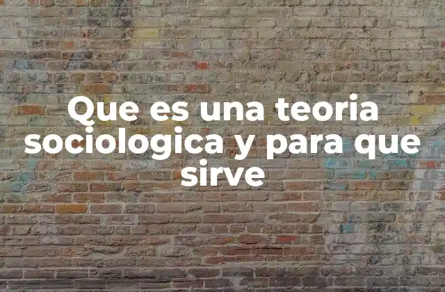 Que es una Teoria Sociologica y para que Sirve