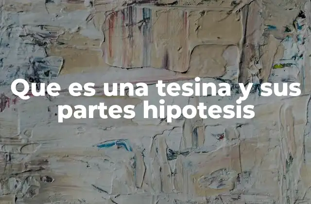 Que es una Tesina y Sus Partes Hipotesis