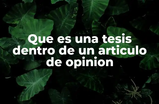 Que es una Tesis Dentro de un Articulo de Opinion