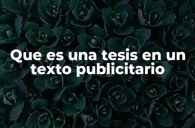 Que es una Tesis en un Texto Publicitario