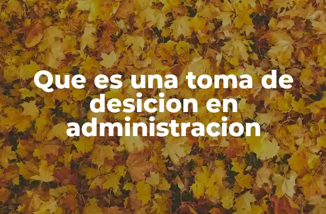 Que es una Toma de Desicion en Administracion