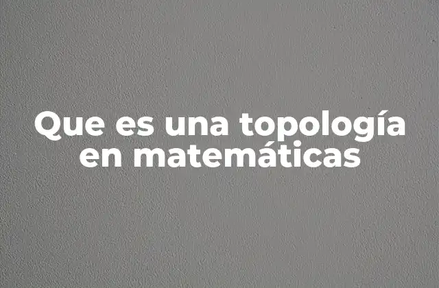 Que es una Topología en Matemáticas
