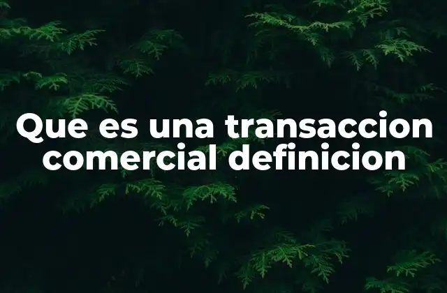 Que es una Transaccion Comercial Definicion