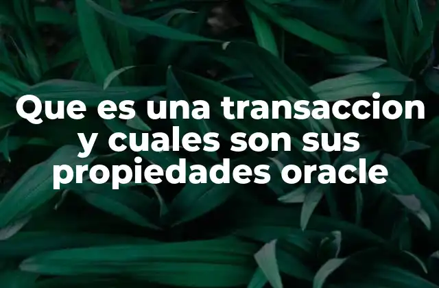 Que es una Transaccion y Cuales Son Sus Propiedades Oracle