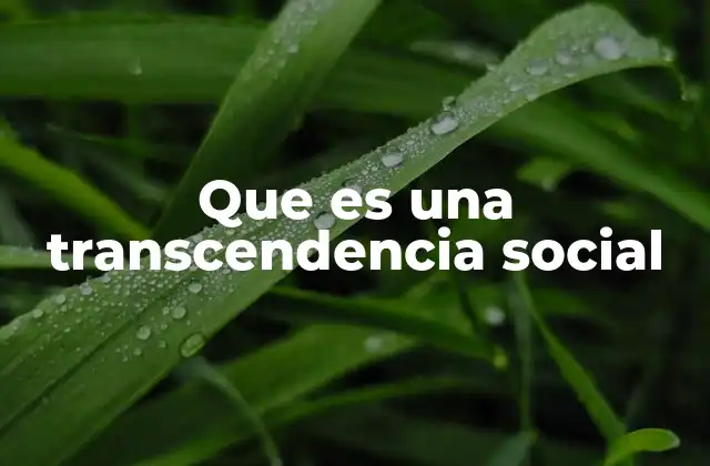 Que es una Transcendencia Social