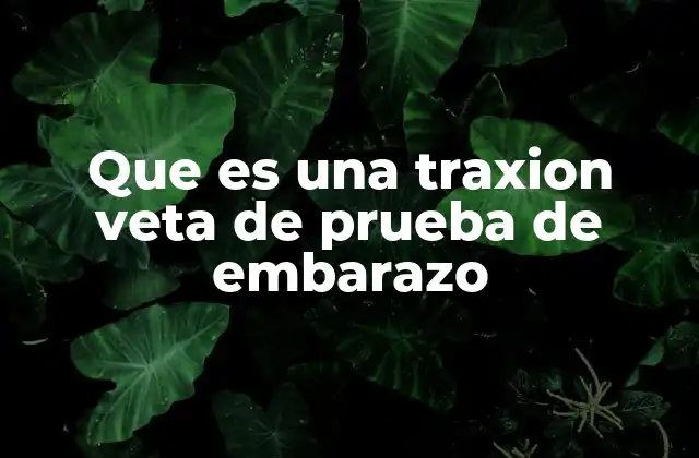 Que es una Traxion Veta de Prueba de Embarazo