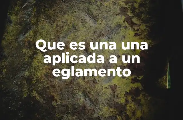 Que es una una Aplicada a un Eglamento