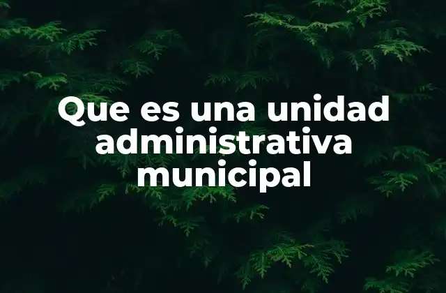 Que es una Unidad Administrativa Municipal