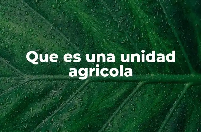 Que es una Unidad Agricola