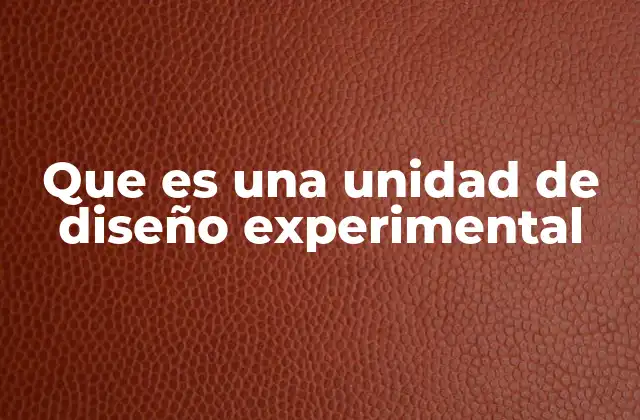 Que es una Unidad de Diseño Experimental