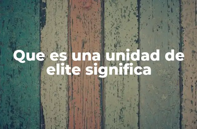 Que es una Unidad de Elite Significa