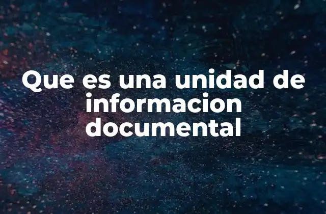 Que es una Unidad de Informacion Documental