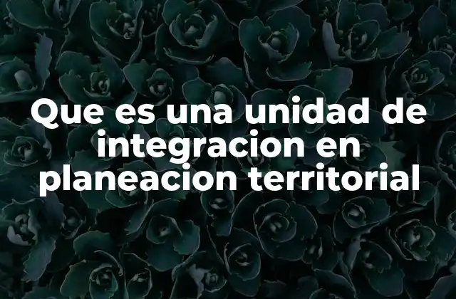 Que es una Unidad de Integracion en Planeacion Territorial