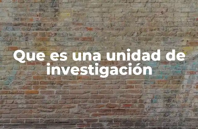 Que es una Unidad de Investigación