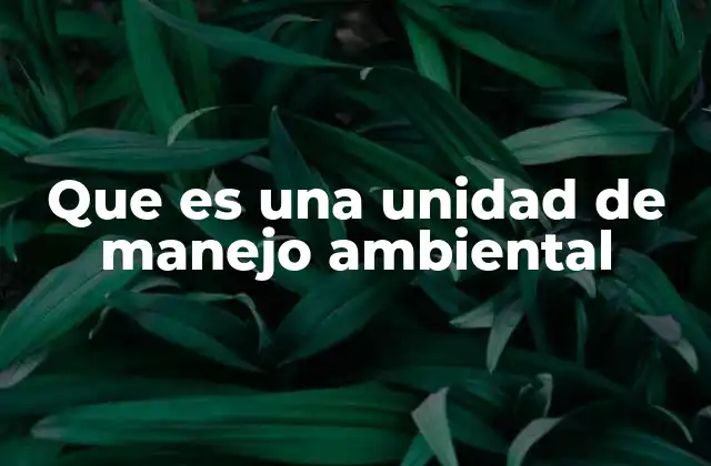 Que es una Unidad de Manejo Ambiental