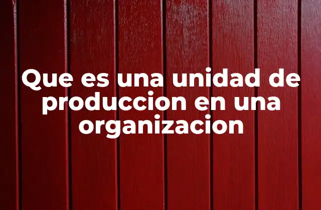 Que es una Unidad de Produccion en una Organizacion