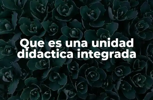 Que es una Unidad Didactica Integrada