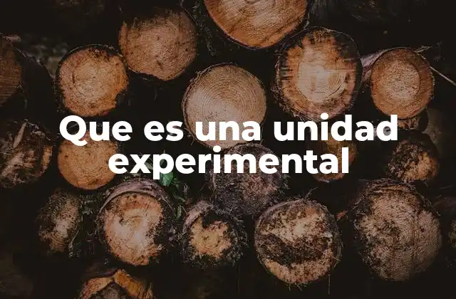 Que es una Unidad Experimental