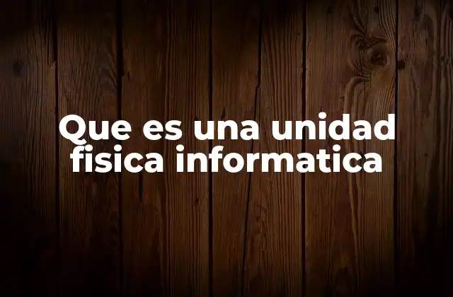 Que es una Unidad Fisica Informatica