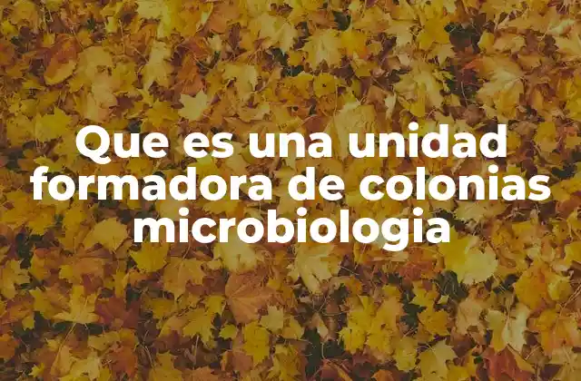 Que es una Unidad Formadora de Colonias Microbiologia