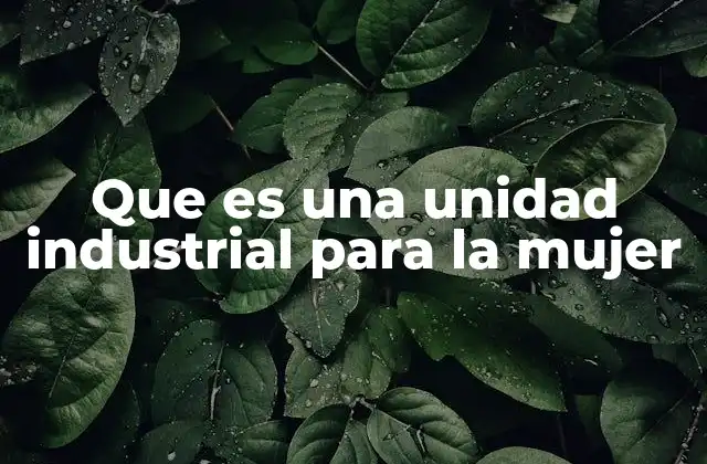 Que es una Unidad Industrial para la Mujer