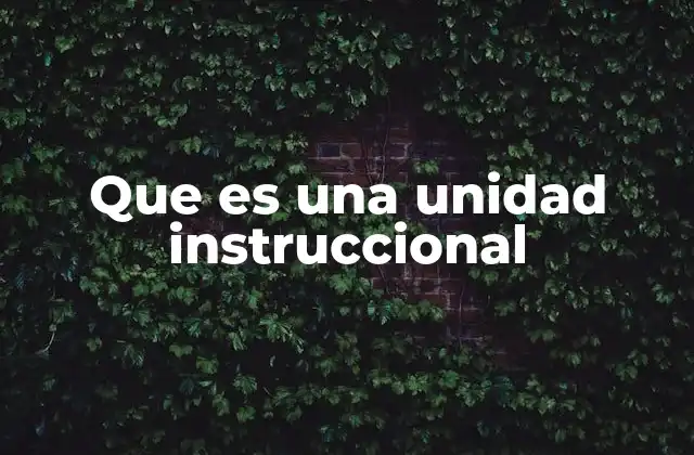 Que es una Unidad Instruccional