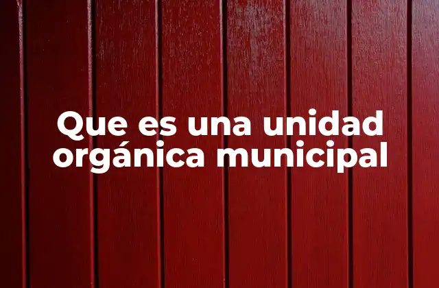 Que es una Unidad Orgánica Municipal