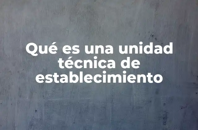 Qué es una Unidad Técnica de Establecimiento