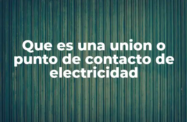 Que es una Union o Punto de Contacto de Electricidad