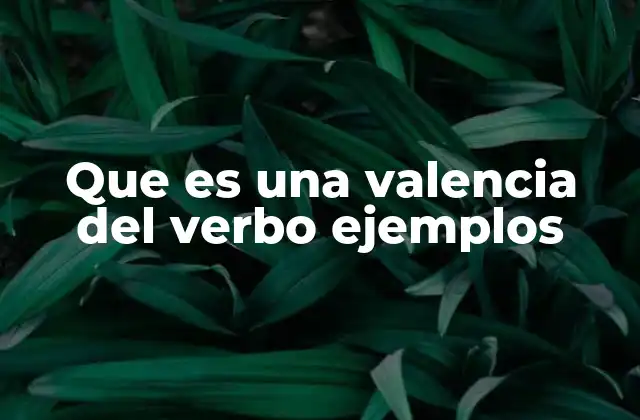 Que es una Valencia Del Verbo Ejemplos