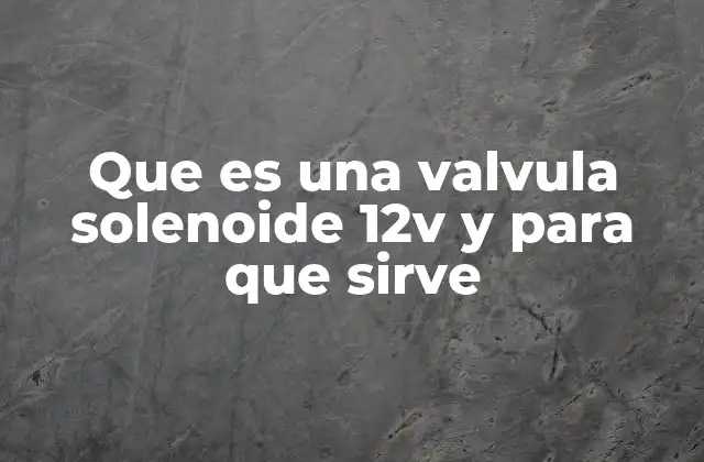 Que es una Valvula Solenoide 12v y para que Sirve