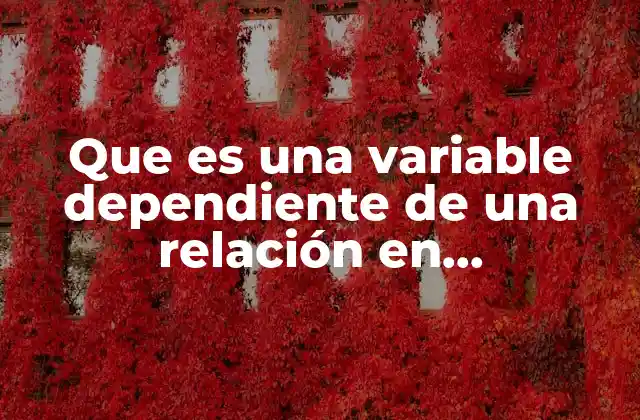 Que es una Variable Dependiente de una Relación en Matematica