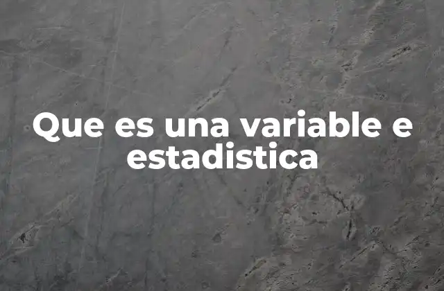 Que es una Variable e Estadistica