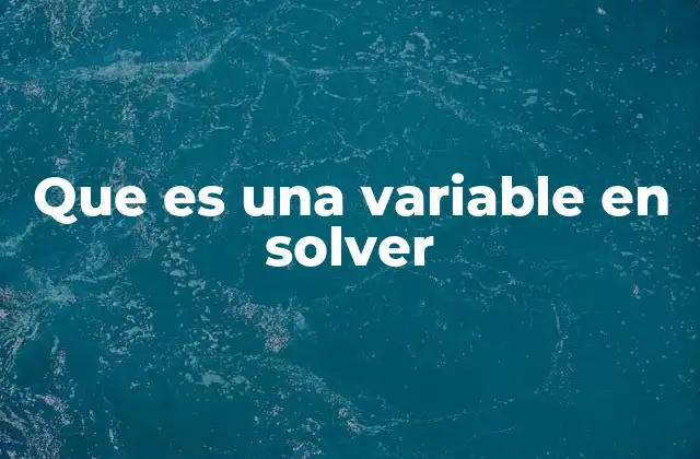 Que es una Variable en Solver