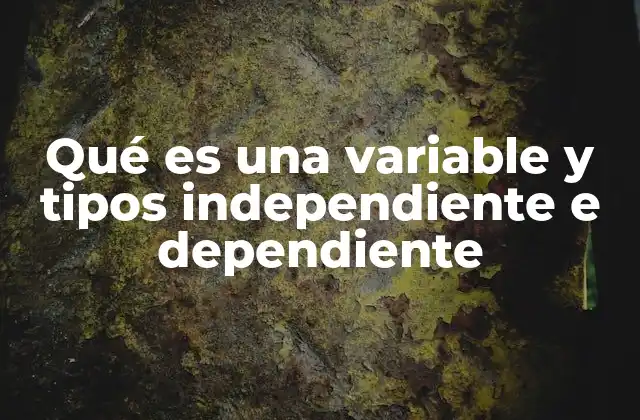 Qué es una Variable y Tipos Independiente e Dependiente