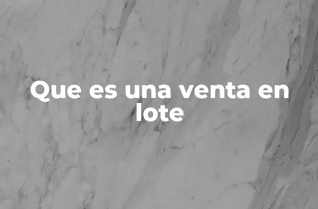 Que es una Venta en Lote