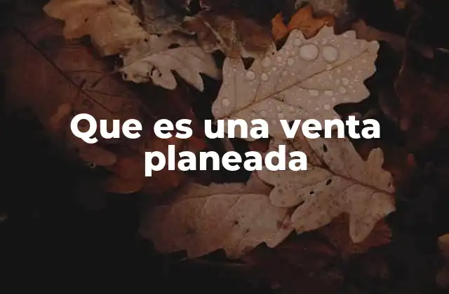 Que es una Venta Planeada