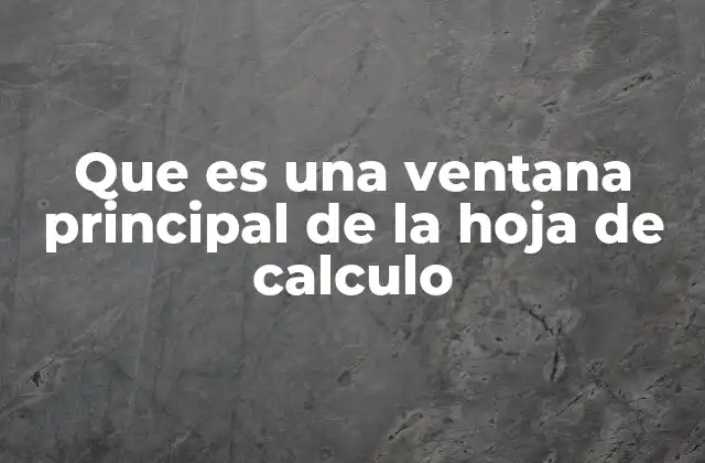 Que es una Ventana Principal de la Hoja de Calculo