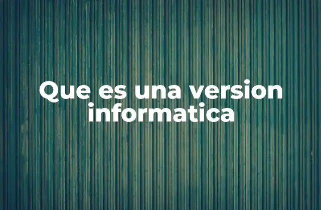 Que es una Version Informatica