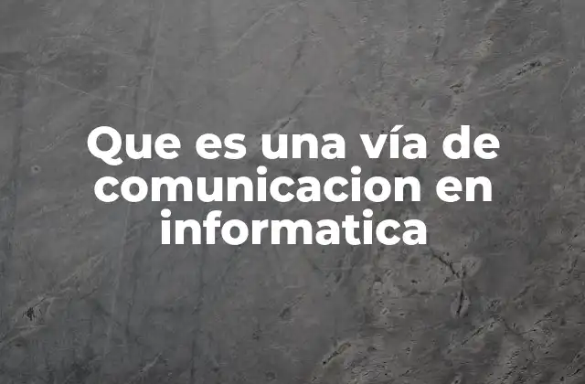 Que es una Vía de Comunicacion en Informatica