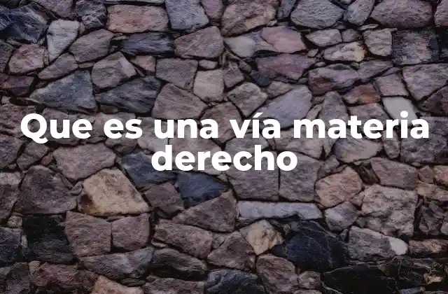 Que es una Vía Materia Derecho