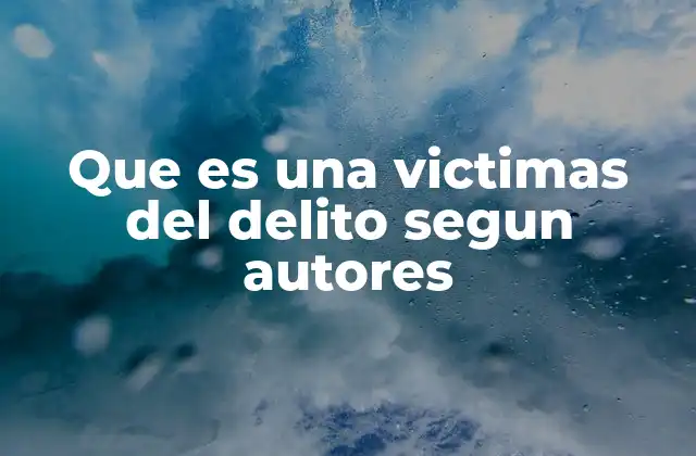 Que es una Victimas Del Delito Segun Autores