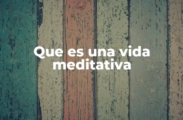 Que es una Vida Meditativa