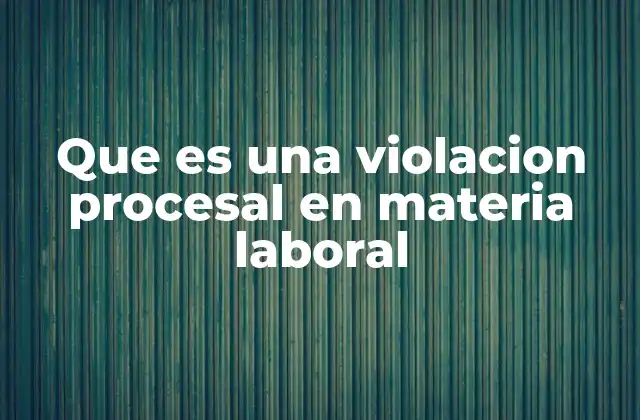 Que es una Violacion Procesal en Materia Laboral