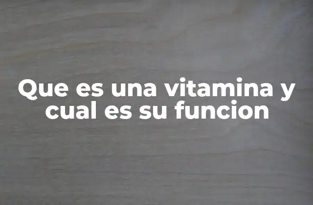 Que es una Vitamina y Cual es Su Funcion