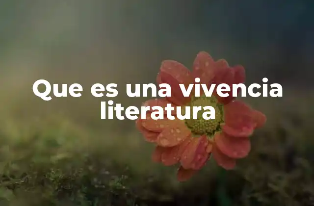 Que es una Vivencia Literatura