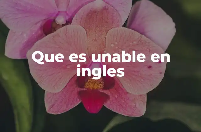 Que es Unable en Ingles